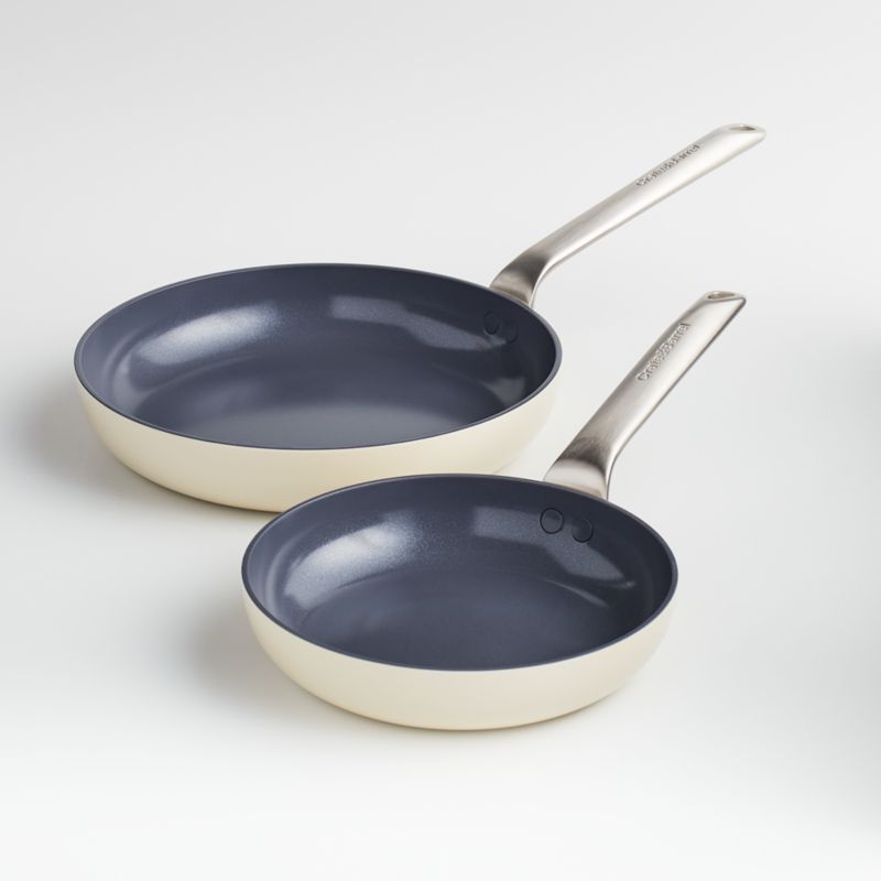 Crate & Barrel EvenCook Ceramic ™ Cream Nonstick 8" and 10" Fry Pans Set