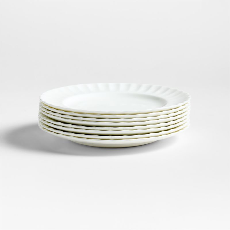Capella White Bone China Salad Plates, Set of 8