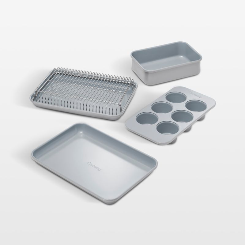 Caraway ® Grey Ceramic Non-Stick 5-Piece Mini Bakeware Set with Storage Tray