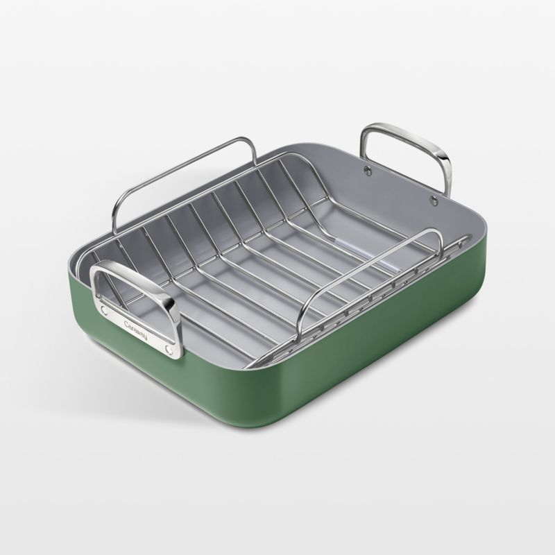 Caraway ® 16.5" Sage Ceramic Non-Stick Roasting Pan with Rack