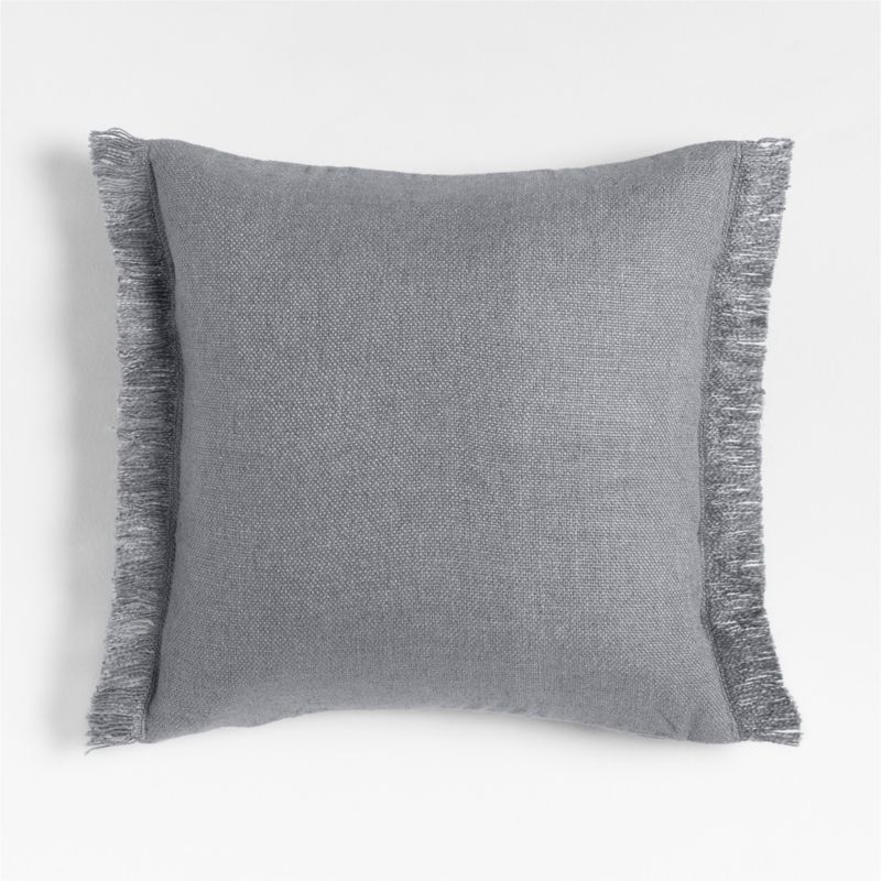Casual Textured Fringe 23"x23" Smoke Blue Throw Pillow Cover