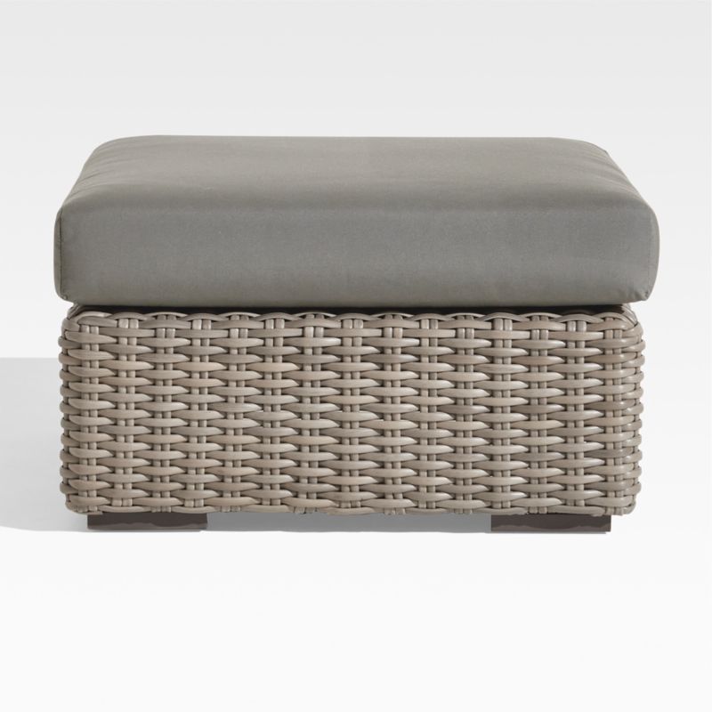 Abaco Resin Wicker Outdoor Ottoman with Graphite Sunbrella ® Cushion