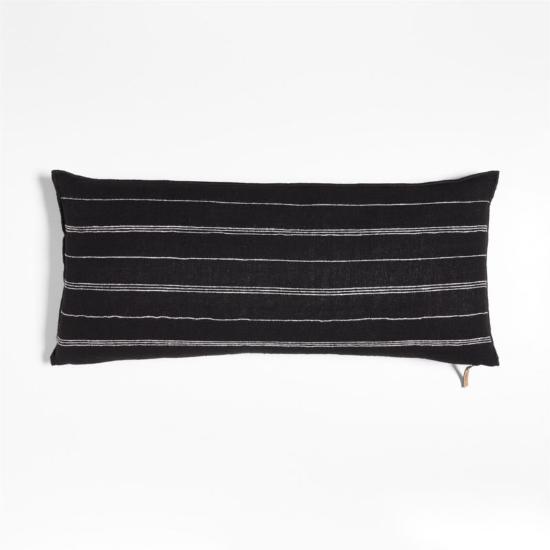 Chatou Organic Cotton Ink Black Stripe 36x16 Throw Pillow Cover