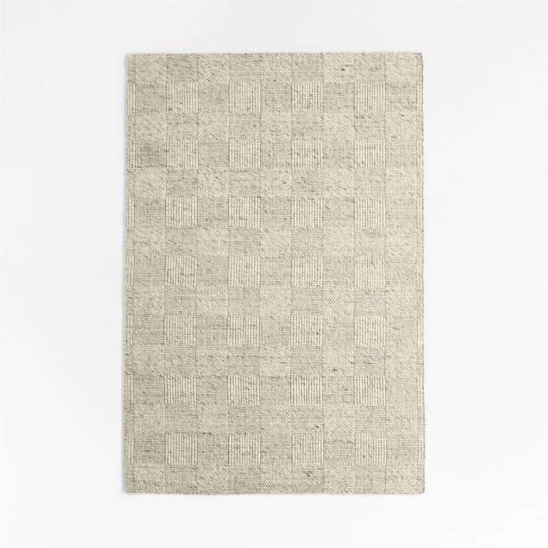 Chunky Squares Wool and Polyester Grey Kids Performance Area Rug 5'x8'