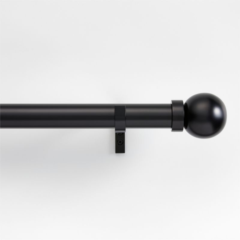 Black 1.5" Standard Curtain Rod and Large Round End Cap Finials Set 88"-120"