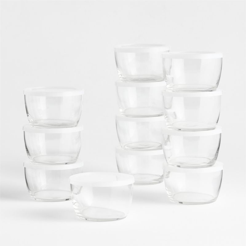 Clear Glass Bowl with Lid Set of 12
