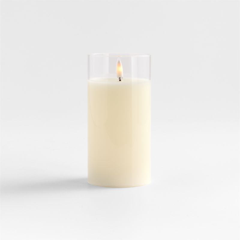 3"x6" Clear Glass Ivory Flameless Pillar Candle