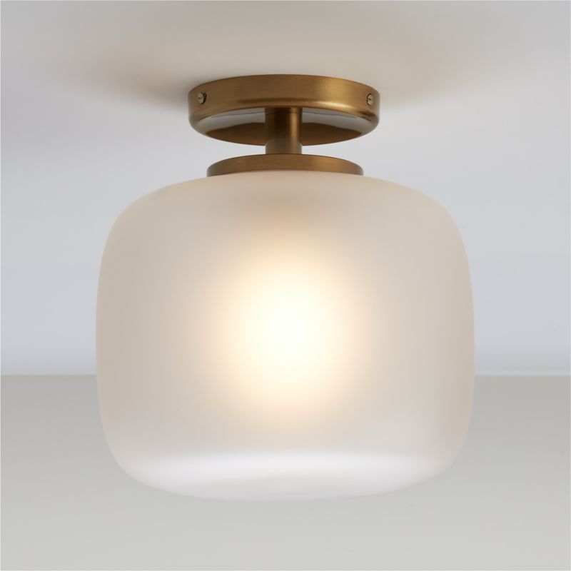 Colombe Burnished Brass and Glass Flush Mount Light 10"
