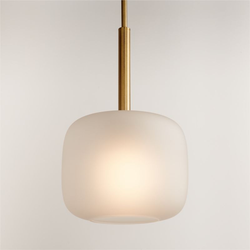 Colombe Burnished Brass and Glass Pendant Light 10"