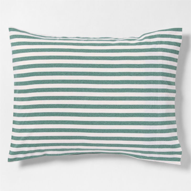 Comfy Tee Organic Cotton Jersey Green Stripe Standard Bed Pillow Sham