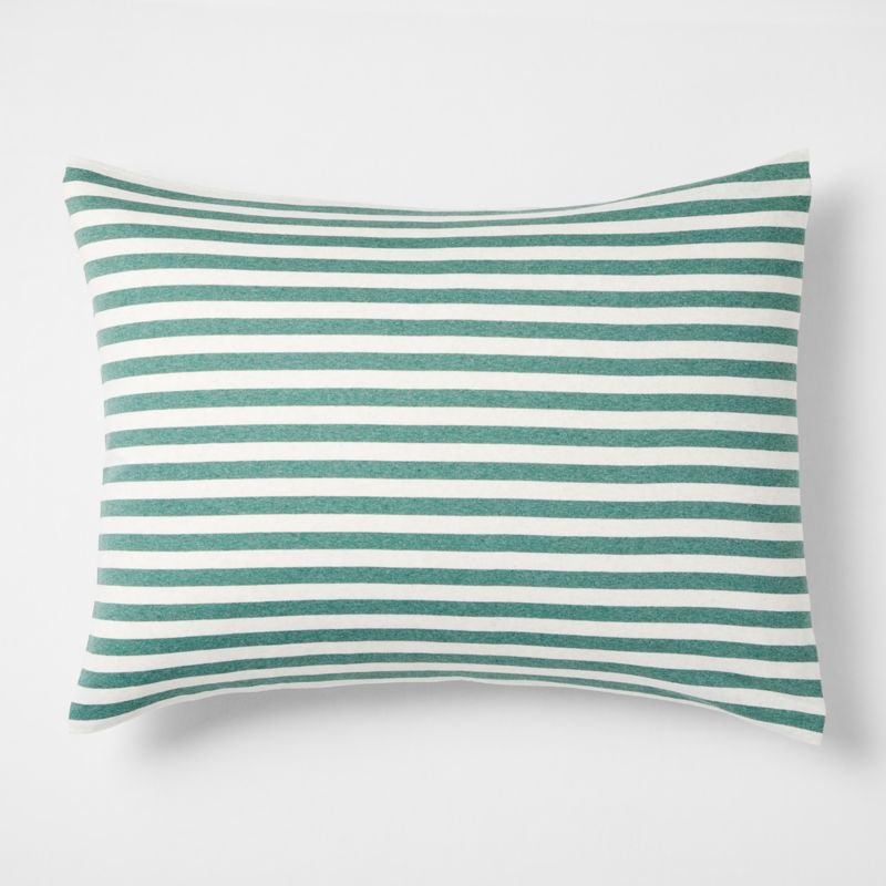 Comfy Tee Green Stripe Organic Cotton Jersey Kids Pillow Sham