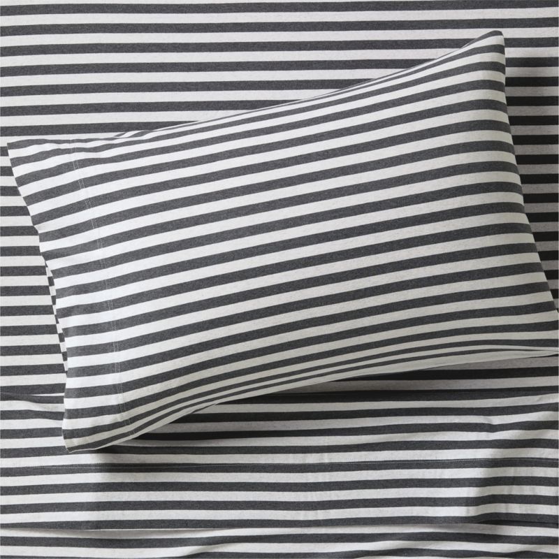Comfy Tee Charcoal Stripe Organic Cotton Jersey Kids Twin Sheet Set