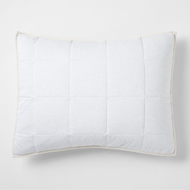 Comfy Tee Organic Cotton Jersey Light Grey Standard Quilted Bed Pillow Sham