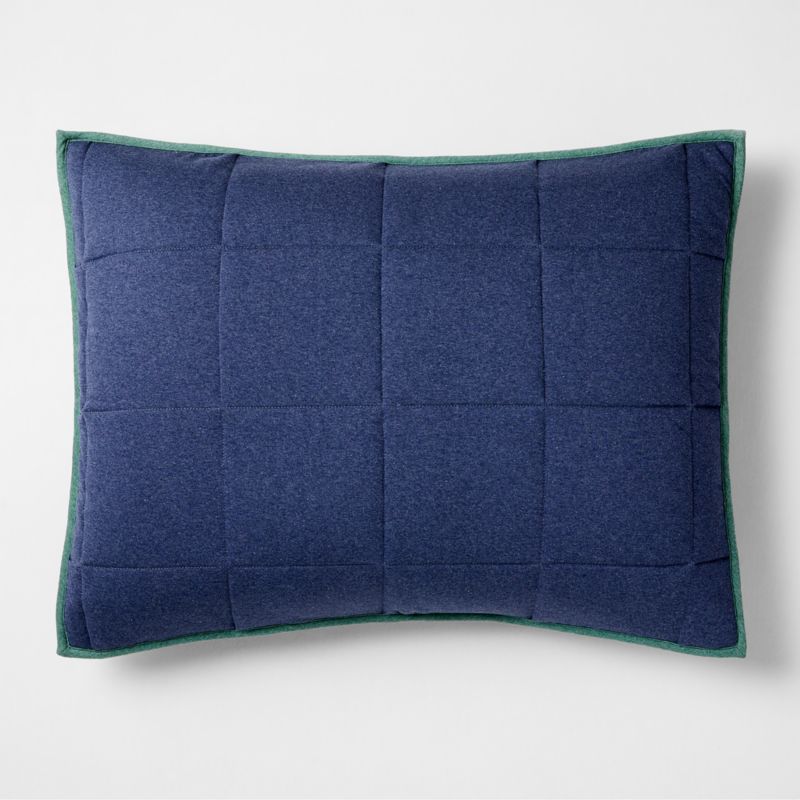 Comfy Tee Organic Cotton Jersey Navy Standard Quilted Bed Pillow Sham