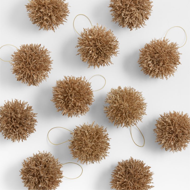 Gold Coral Cluster Christmas Tree Ornaments, Set of 12