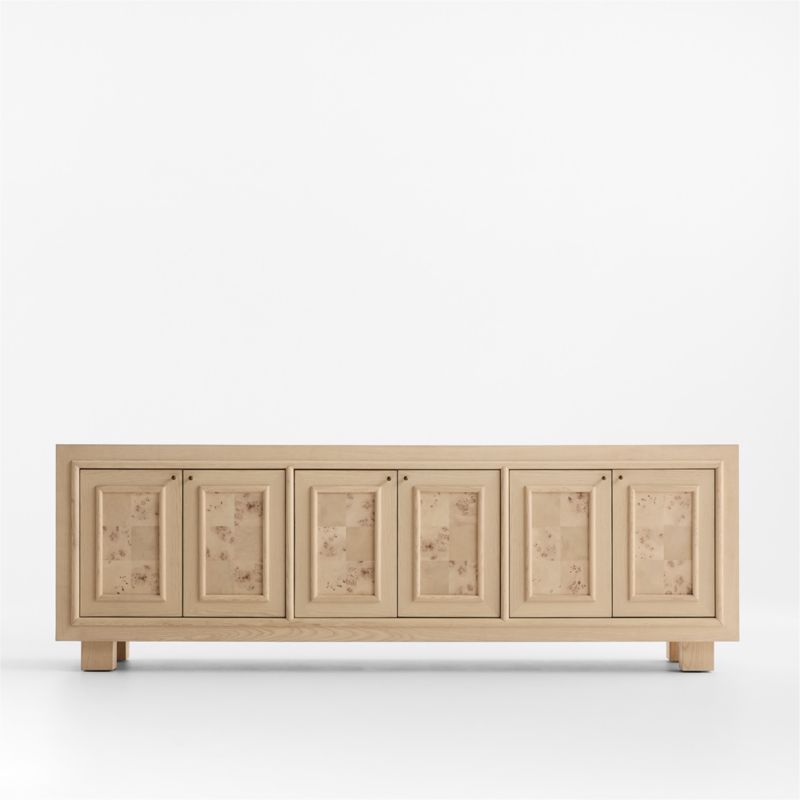 Cotswold 85" Natural Oak and Burl Storage Media Console