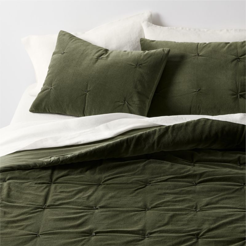 Organic Cotton Linen Velvet Ficus Green King Quilt