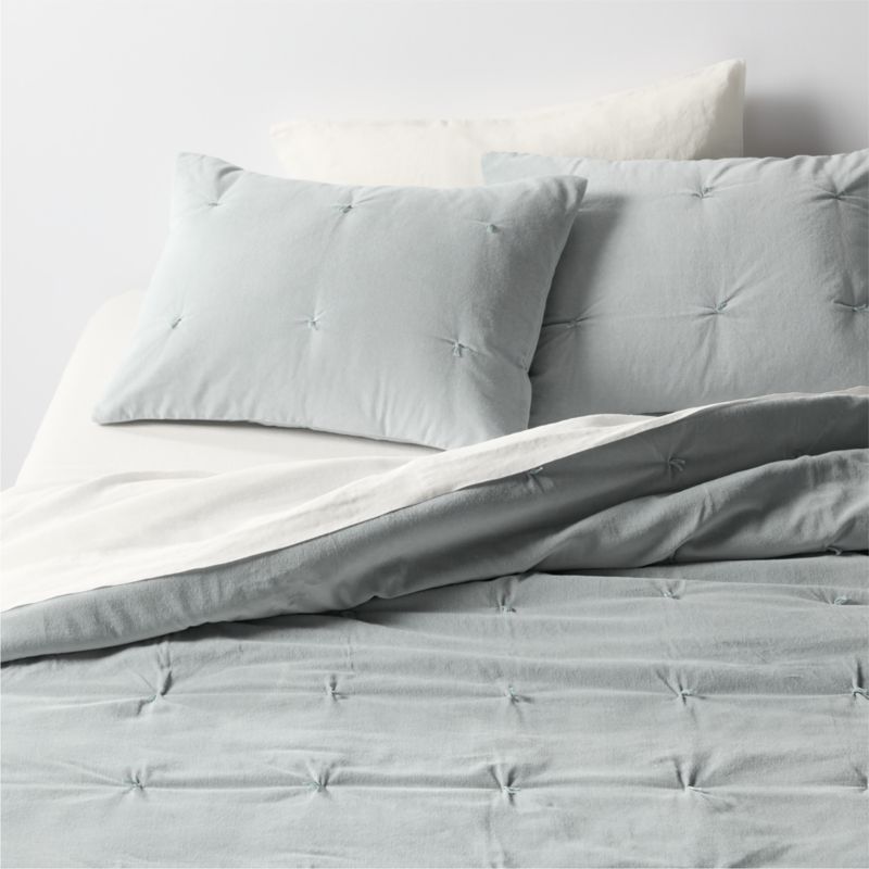 Organic Cotton Linen Velvet Mist Blue King Quilt