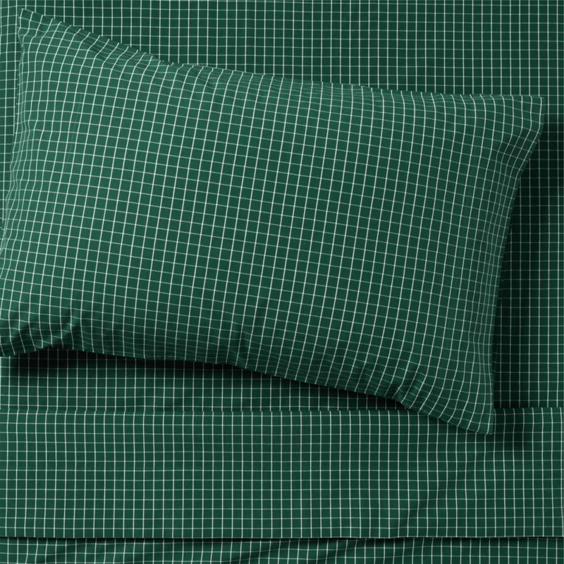 Cozy Cloud Organic Cotton Mini Staxx Grid Vintage Green Twin XL Sheet Set