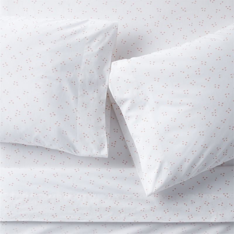 Cozy Cloud Twinkle Terracotta Pink 100% Organic Cotton Kids Full Sheet Set