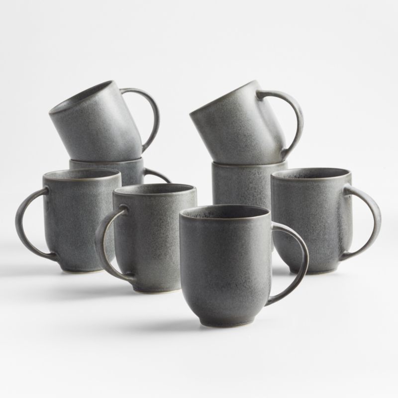 Craft 11.5-oz. Charcoal Grey Stoneware Mugs, Set of 8