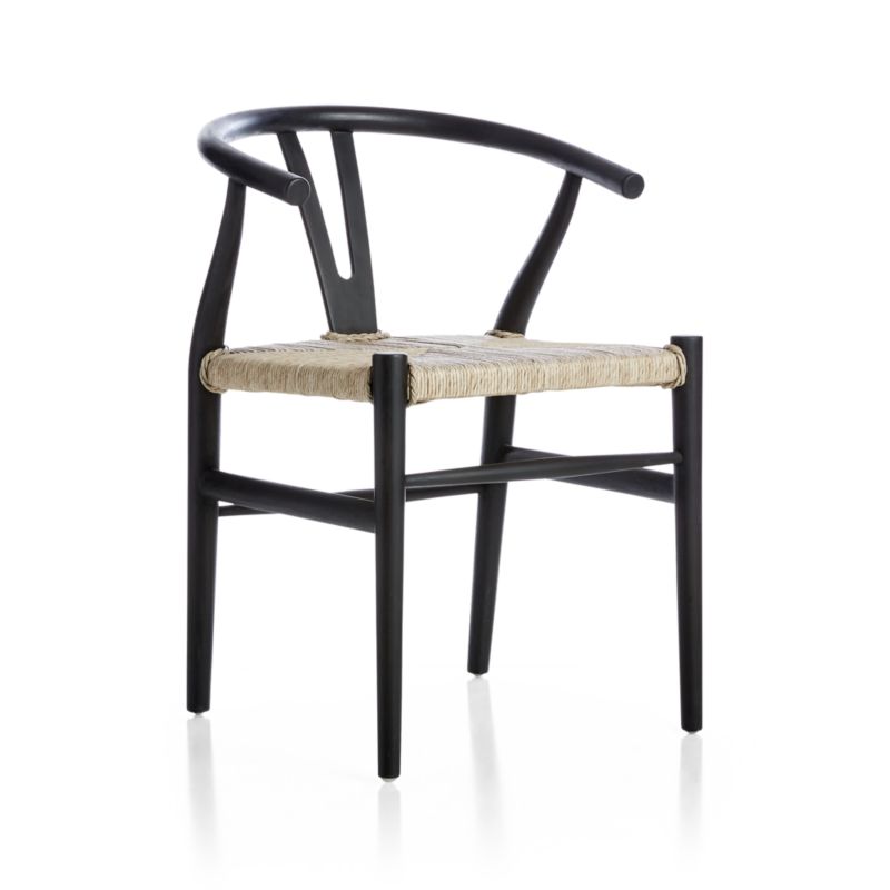 Crescent Black Wood Wishbone Dining Chair