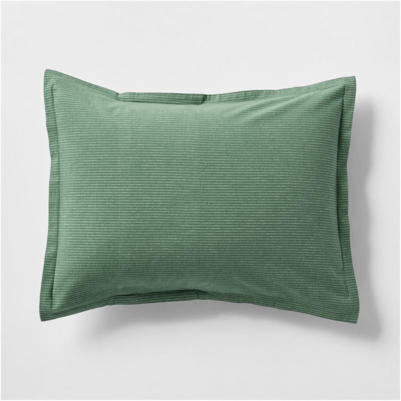Cozysoft Organic Cotton Flannel Mountain Green Stripe Standard Bed Pillow Sham