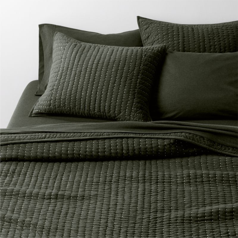 Cozysoft Organic Cotton Jersey Ficus Green King Quilt