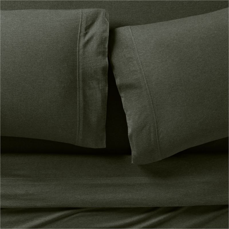 Cozysoft Organic Cotton Jersey Ficus Green King Sheet Set