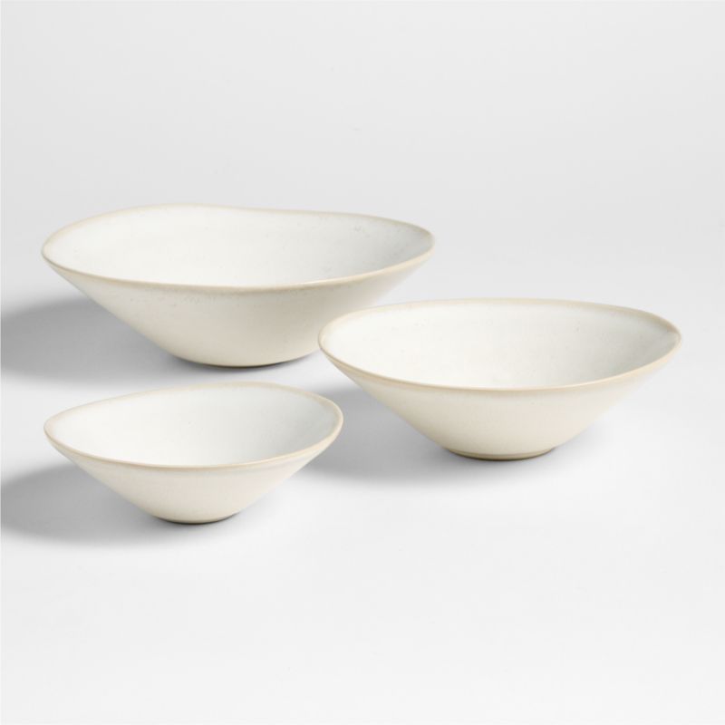 Craft Linen Cream Ceramic Mixing Bowl, Set of 3 | Crate & Barrel