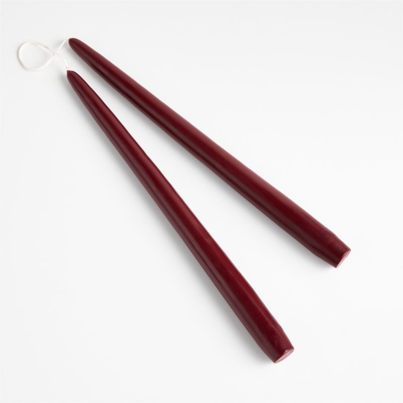 Burgundy 12" Dipped Taper Candles, Set of 2