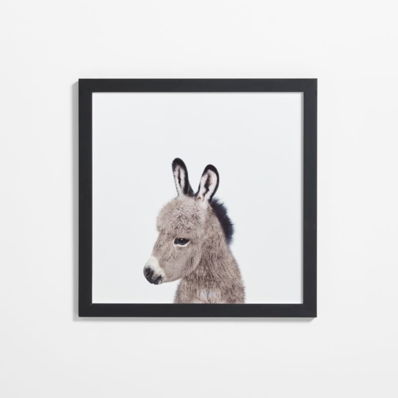 Baby Donkey Black Wood Framed Wall Art Print