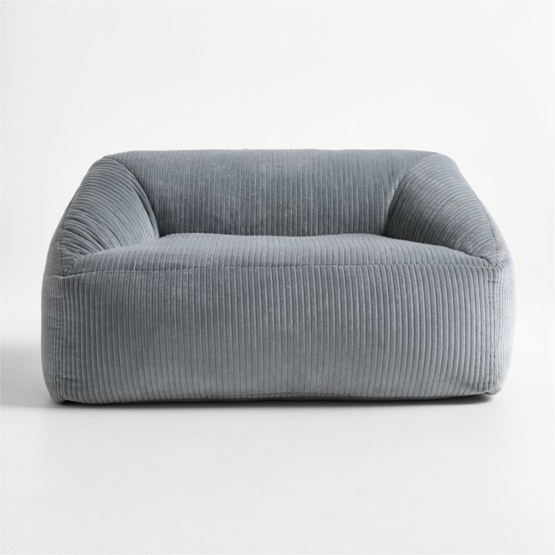 Smoke Blue Organic Cotton Velvet Corduroy Kids Double Lounge Chair
