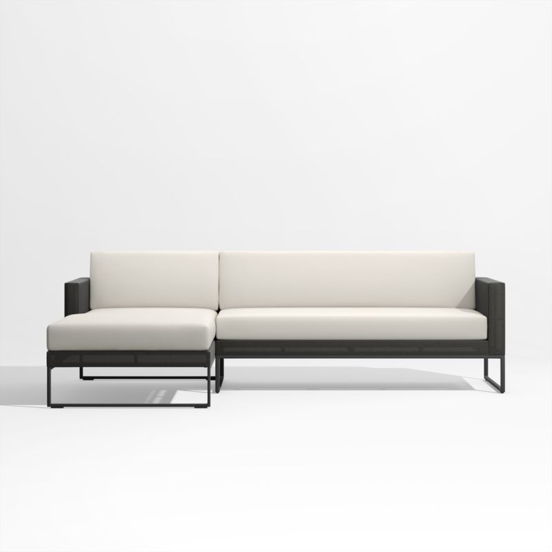 Dune 2-Piece Black and White Outdoor Sectional Sofa with Left-Arm Chaise