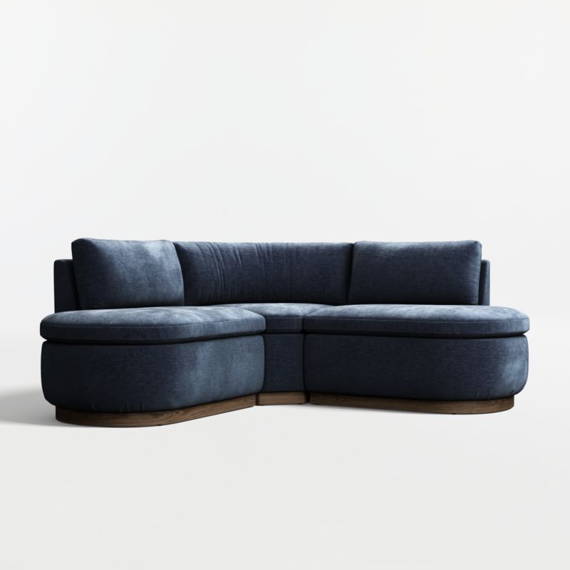 Edendale Blue Upholstered L-Shaped Loveseat Storage Dining
