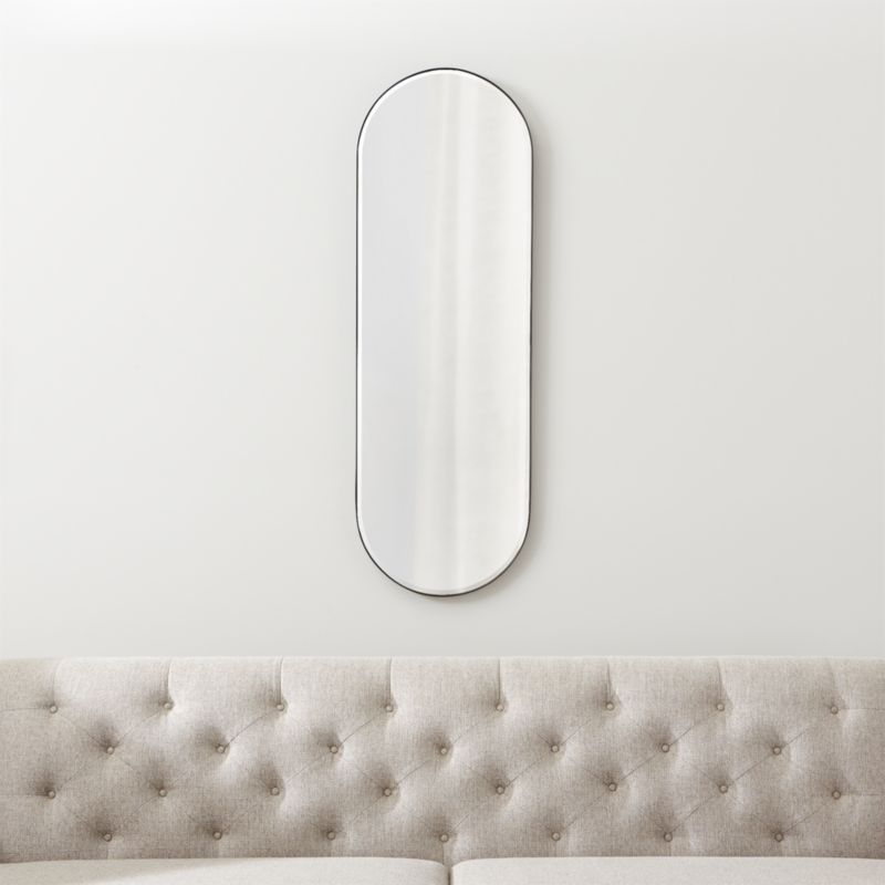 Edge Small Black Capsule Wall Mirror 16"x48"