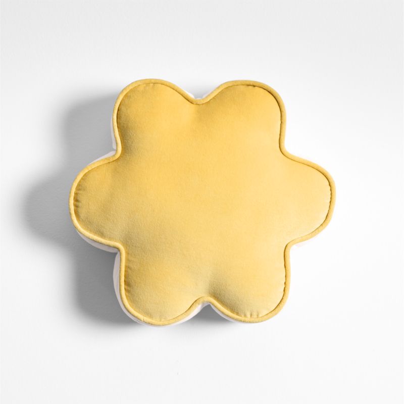 Ella Organic Cotton Velvet Lemon Sorbet Yellow Flower Throw Pillow