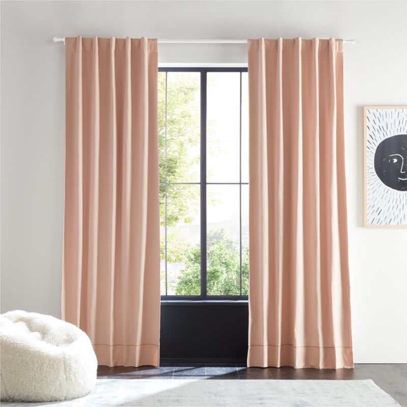 Elegant Pink Embroidered Stitch Organic Cotton Blackout Curtain Panel 44"x84"