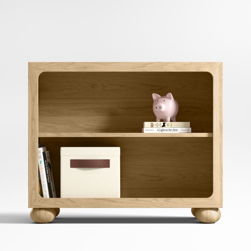 Emery Natural Oak Wood 2-Shelf Kids Bookcase
