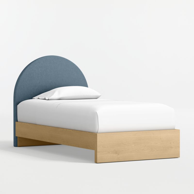 Waveland Ivory and Natural Stripe Upholstered Kids Twin Bed