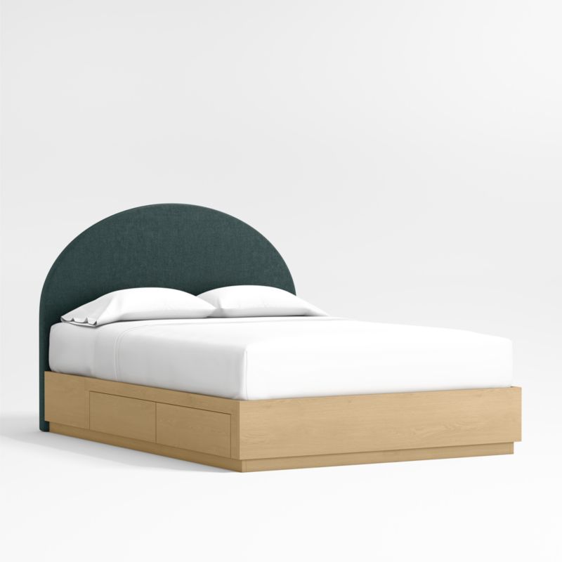 Charlie Cream and Grey Checkered Upholstered Kids Full Bed