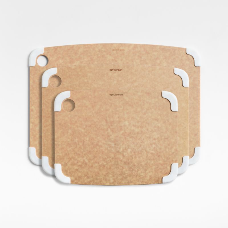 Epicurean Natural and White Non-Slip Paper Composite Cutting Board, Set of 3