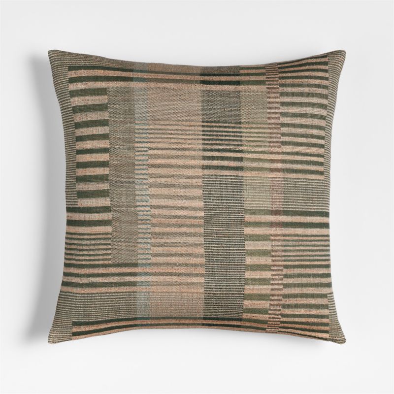Etta Silk Wool Blend 20"x20" Burnt Green Multi Throw Pillow Cover