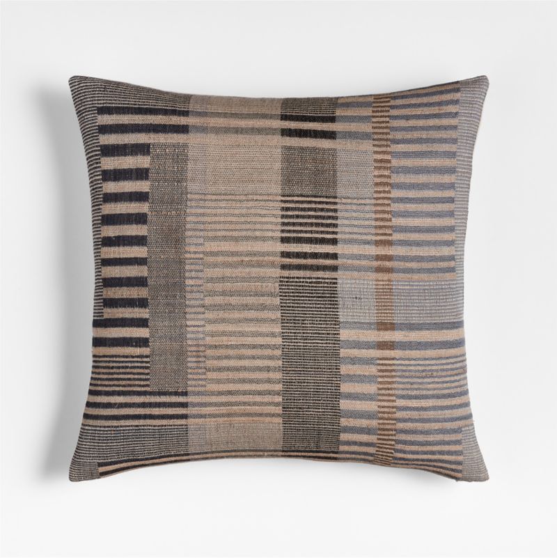 Etta Silk Wool Blend 20"x20" Deep Indigo Multi Throw Pillow Cover