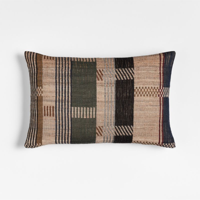 Etta Silk Wool Blend 22"x15" Multi Throw Pillow with Feather Insert