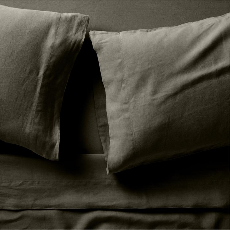 Aire Natural EUROPEAN FLAX ™-Certified Linen Burnt Green King Bed Sheet Set