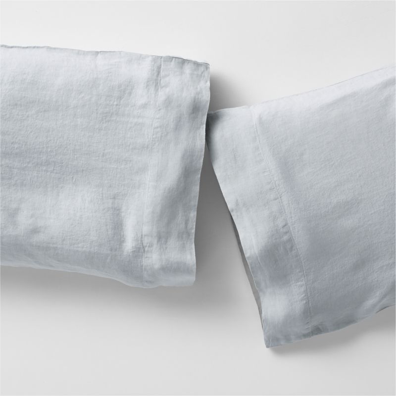 Aire Natural EUROPEAN FLAX ™-Certified Linen Mist Blue Standard Pillowcases, Set of 2
