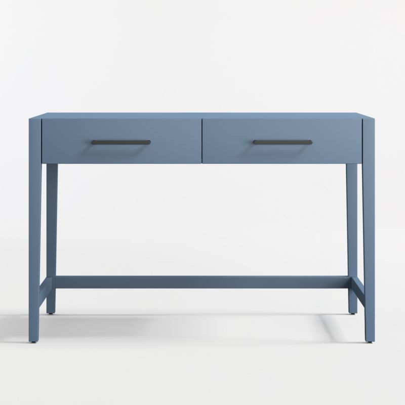 Ever Simple Modular Slate Blue Wood Wide 2-Drawer Kids Desk