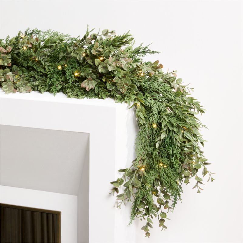 Faux Pre-Lit Cedar & Boxwood Garland 6'