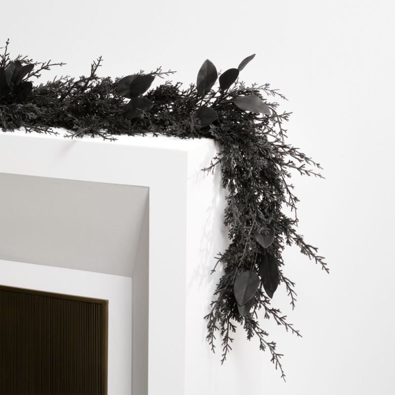 Faux Spooky Black Botanical Garland 6'